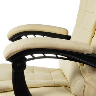 Pisarniški stol s taburejem krem barve