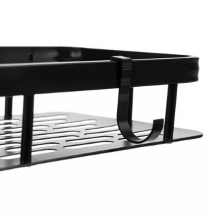 Komplet 2 črnih kopalniških polic