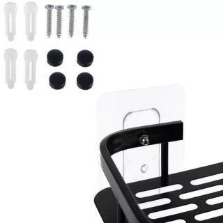 Komplet 2 črnih kopalniških polic