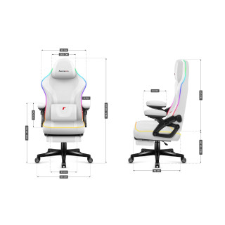 Bel gaming stol Huzaro FORCE 4.6 WHITE RGB SMART