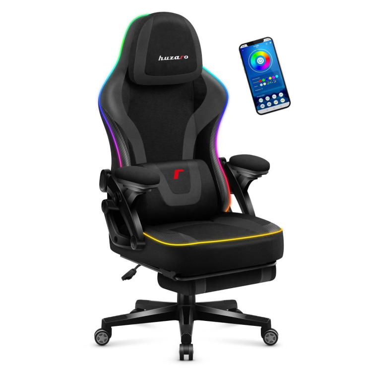 Črn gaming stol Huzaro FORCE 4.6 BLACK RGB SMART