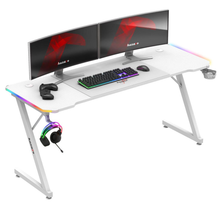 Bela igralna miza Huzaro HERO 4.8 WHITE RGB