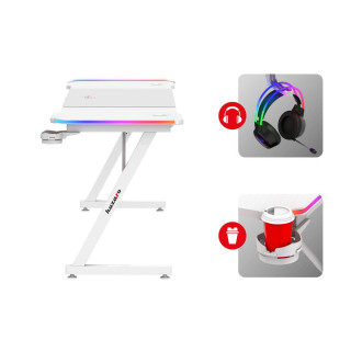 Bela igralna miza Huzaro HERO 4.8 WHITE RGB