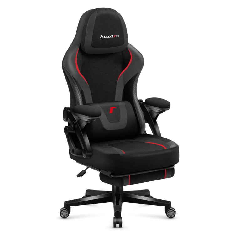 Črn gaming stol Huzaro FORCE 4.6 CARBON z oporo za noge
