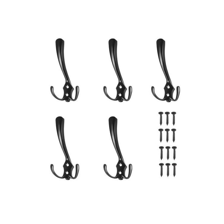 Črn stenski obešalnik - set 5 kos