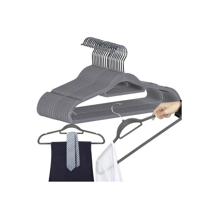 Velur sivi obešalnik - 20 kom