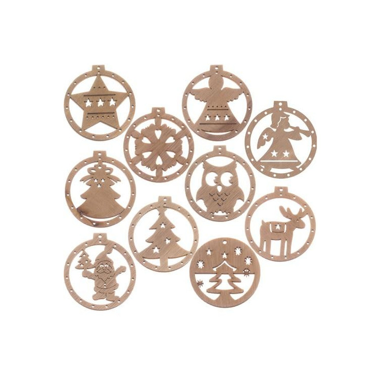 Drevené vianočné ozdoby - 10ks