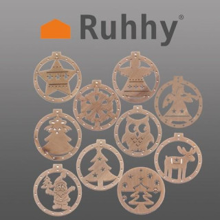 Drevené vianočné ozdoby - 10 ks