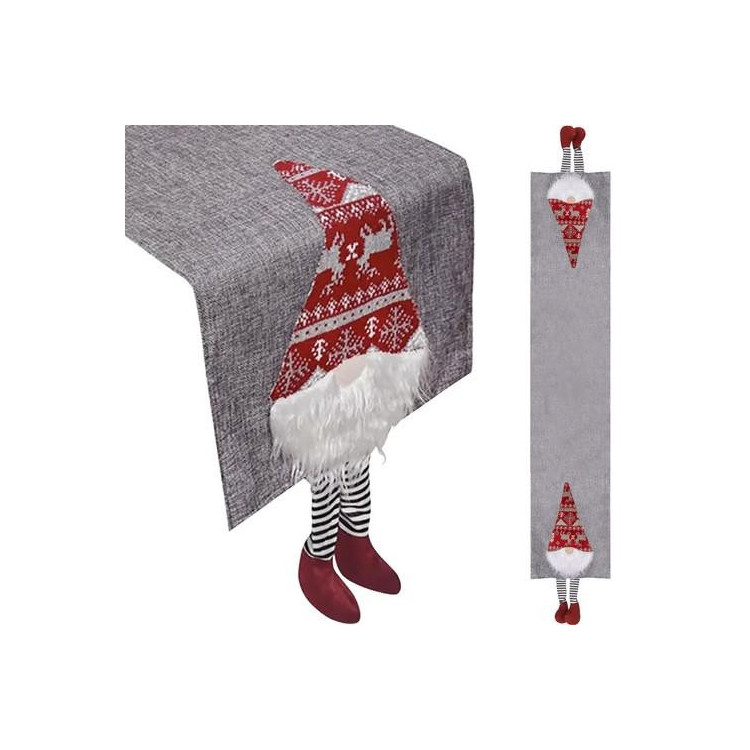 Siv božični namizni tekač - 180x33 cm