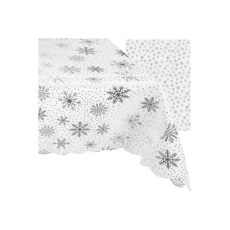 Božični bel prt s snežinkami - 180x140 cm