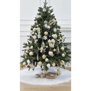 Bela krznena preproga pod jelko - 120 cm