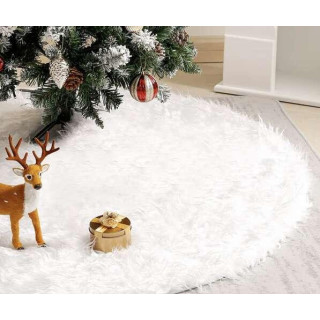 Bela krznena preproga pod jelko - 120 cm