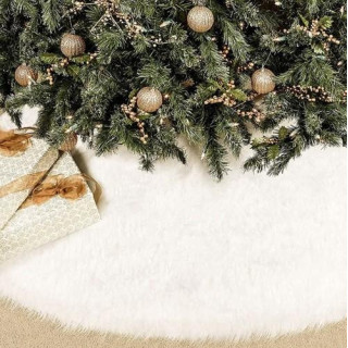Bela krznena preproga pod jelko - 150 cm