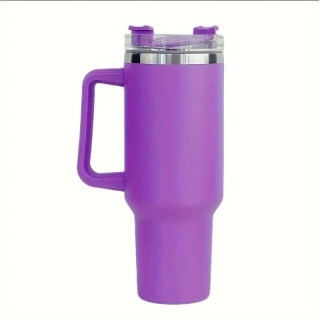 Vijoličen termo vrček s slamico 1l