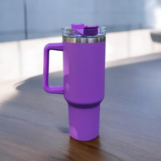 Vijoličen termo vrček s slamico 1l