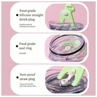 Velika turkizna termo skodelica z ročajem in slamico 1,2 l