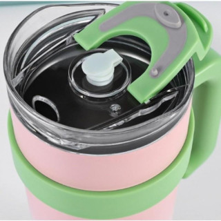 Velika turkizna termo skodelica z ročajem in slamico 1,2 l