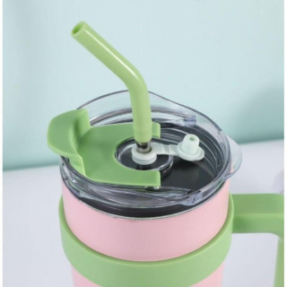 Velika turkizna termo skodelica z ročajem in slamico 1,2 l