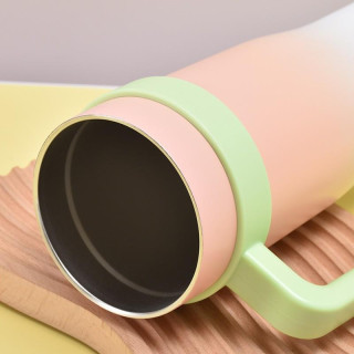 Velika turkizna termo skodelica z ročajem in slamico 1,2 l