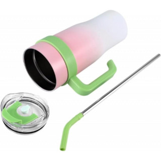 Velika turkizna termo skodelica z ročajem in slamico 1,2 l