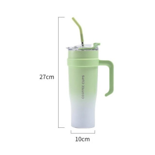 Velika turkizna termo skodelica z ročajem in slamico 1,2 l