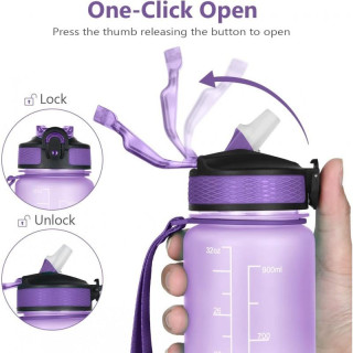 Ombre steklenica z merilno skodelico in slamico - 1 l