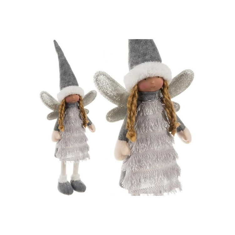 Božična figura Vila v sivi barvi