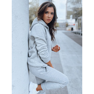 Ženski športni pulover s kapuco v sivi barvi