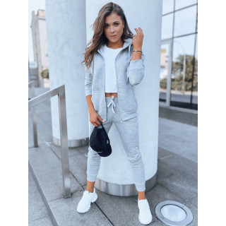 Športen ženski svetlo siv pulover s kapuco