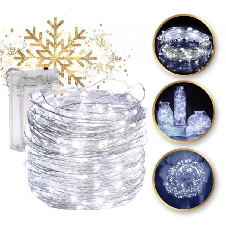 Hladno bele LED luči na žici - 10 m