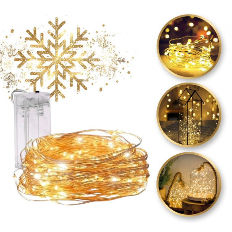 Toplo bele LED luči na žici - 2 m