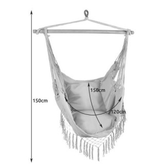 Brazilska viseča mreža v sivi barvi z blazinami