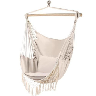 Brazilska viseča mreža v bež barvi z blazinami