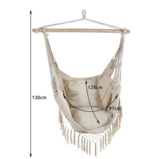 Brazilska viseča mreža v bež barvi z blazinami