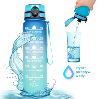 Modra ombre steklenica z merilno skodelico - 1 l