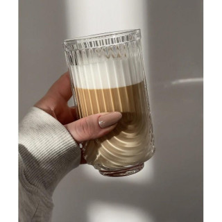 Visoka nagubana steklena skodelica - 420 ml