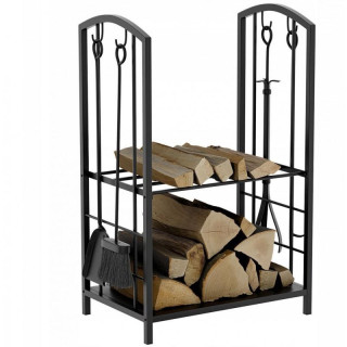 Kovinsko stojalo za drva z dodatki