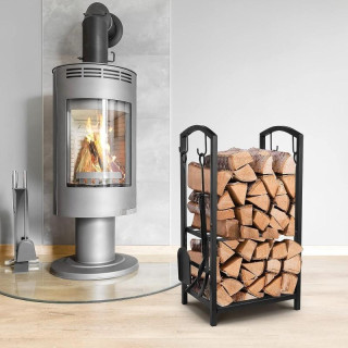 Kovinsko stojalo za drva z dodatki