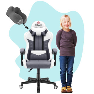 Otroški sivo-bel gaming stol HELLS CHAIR