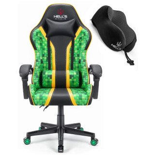 Zeleno črn gaming stol HELL'S CHAIR z vzorcem