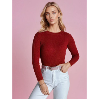 Ženski rdeč rebrast pulover