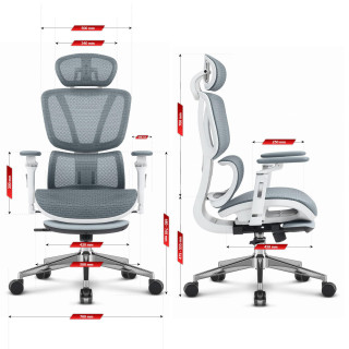 Sivo-bel pisarniški stol HELLS CHAIR HC- 1044