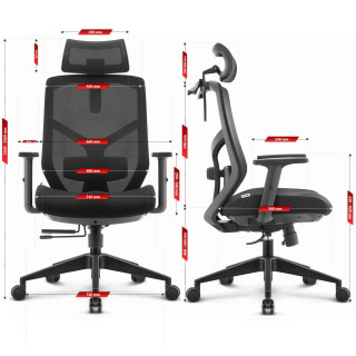 Črn ergonomski stol iz blaga HELLS Chair HC-1052