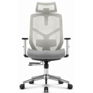 Ergonomski fotelj iz blaga HELLS Chair HC-1052 v sivo-beli barvi