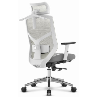 Ergonomski fotelj iz blaga HELLS Chair HC-1052 v sivo-beli barvi