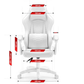 Usnjen igralni stol HELLS CHAIR HC- 1000 v beli barvi