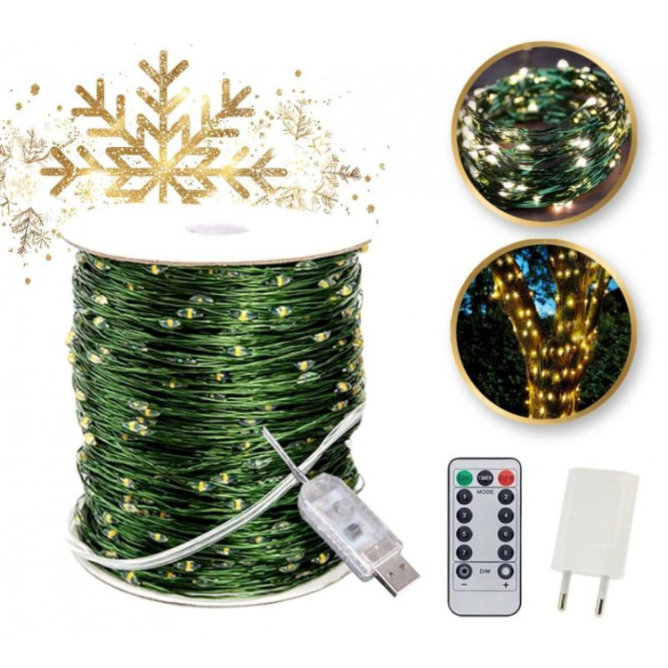 Božične LED lučke v topli beli barvi - 100 m