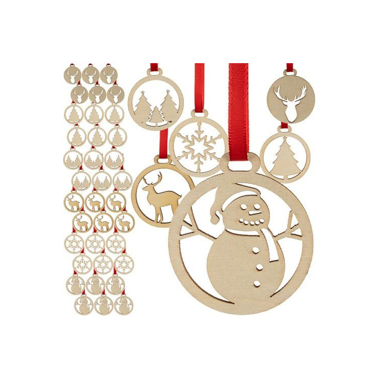 Leseni božični okraski - 36 kos