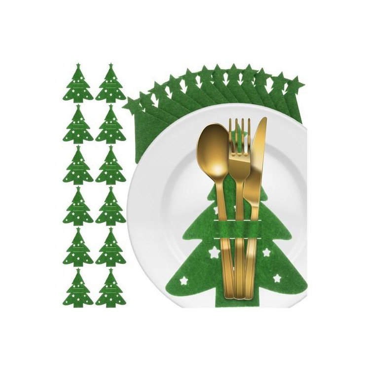 Etui za jedilni pribor - božična drevesca - 12 kos
