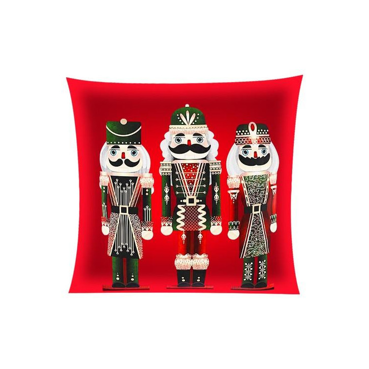 Božična rdeča prevleka za blazino s klopi za orehe - 40x40 cm